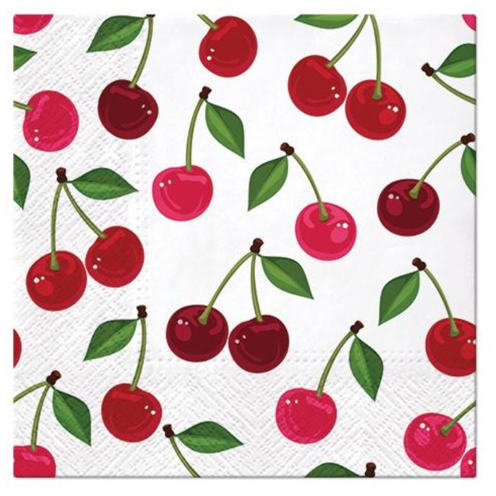 Ubrousky na dekupáž Cherries Pattern - 1 ks ubrousky na dekupáž