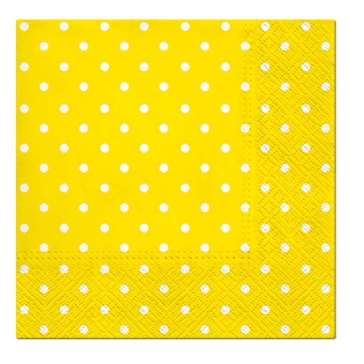 Levně Ubrousky na dekupáž cocktail Yellow Dots - 1 ks (ubrousky na dekupáž)