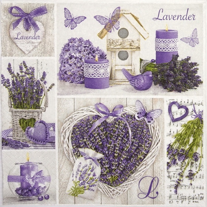 Ubrousky na dekupáž Lavender Collage - 1 ks ubrousky na dekupáž