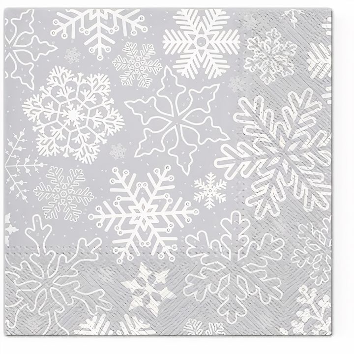 Ubrousky na dekupáž Sněhové vločky - 1 ks | stříbrná Vánoční ubrousky