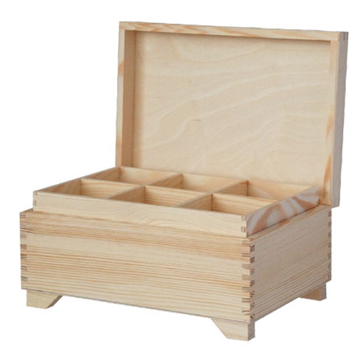 Velká dřevěná krabička s přihrádkami Dřevěná šperkovnice