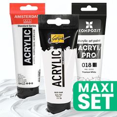 Výhodná sada 3 bílých akrylových barev